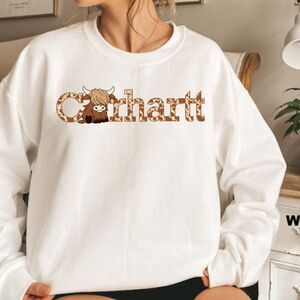 Carhartt Highland Cow NEW white crewneck sweatshirt